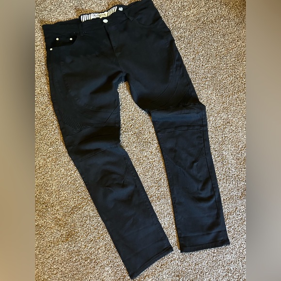 Black RGSTR Straight Leg Jeans Size 40 34 Moto Details Men’s - Picture 1 of 8